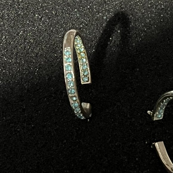 Aqua Crystals Inside and Out Hoop Earrings - Picture 5 of 7
